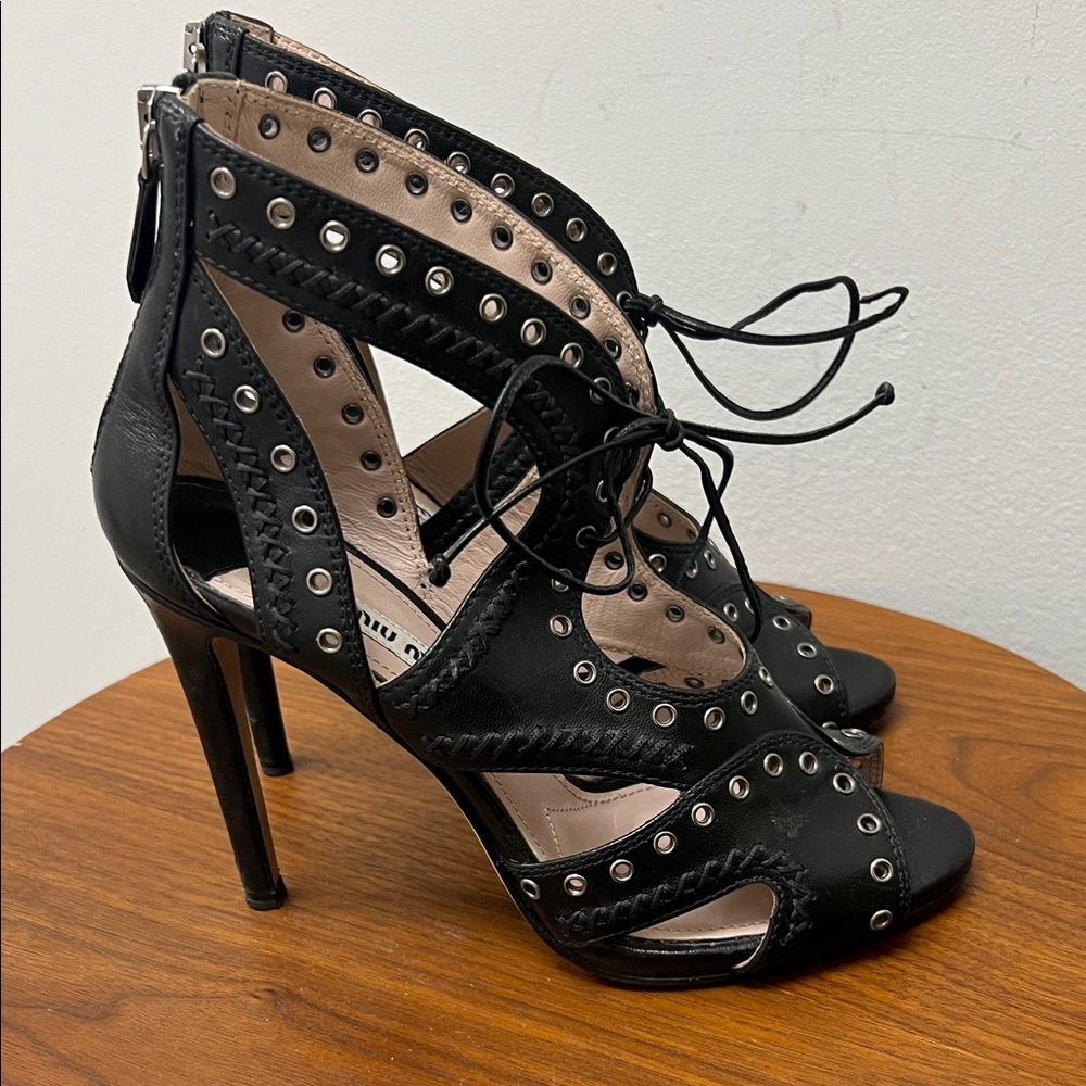 Miu Miu Black Studded Heels